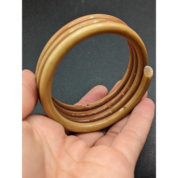 Vintage Art Deco Celluloid Rhinestone Coil Wrap Flapper Bangle Bracelet - Picture 4 of 12